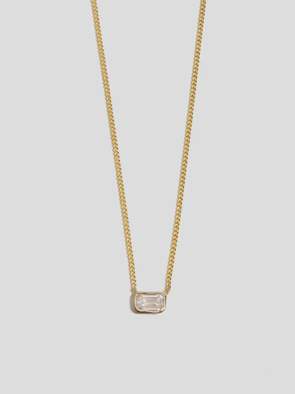 Emerald Cut Floating Diamond Necklace made by Loren Stewart