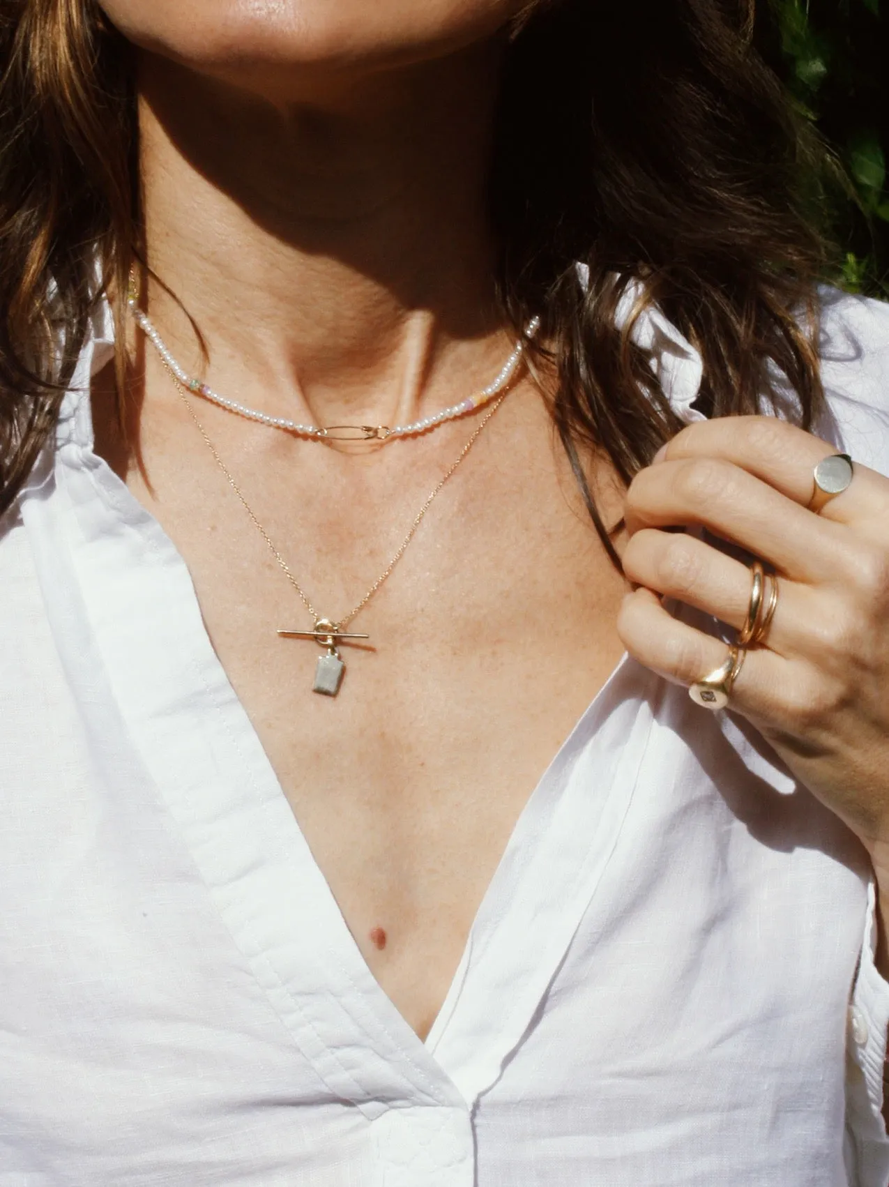 Seed Pearl & Opal Safety Pin Choker sold by Loren Stewart product image thumbnail 3