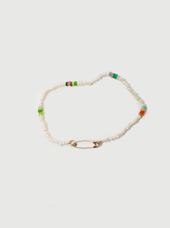 Seed Pearl & Opal Safety Pin Bracelet made by Loren Stewart