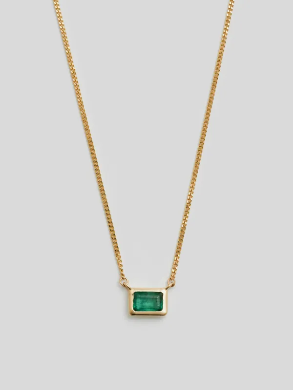 Emerald Cut Bezel Necklace made by Loren Stewart