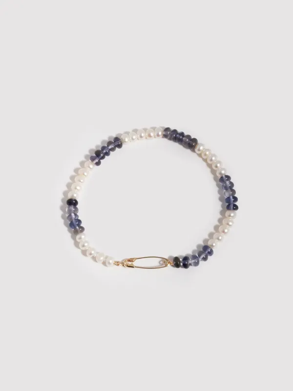 Striped Pearl Safety Pin Bracelet - Archival Collection made by Loren Stewart