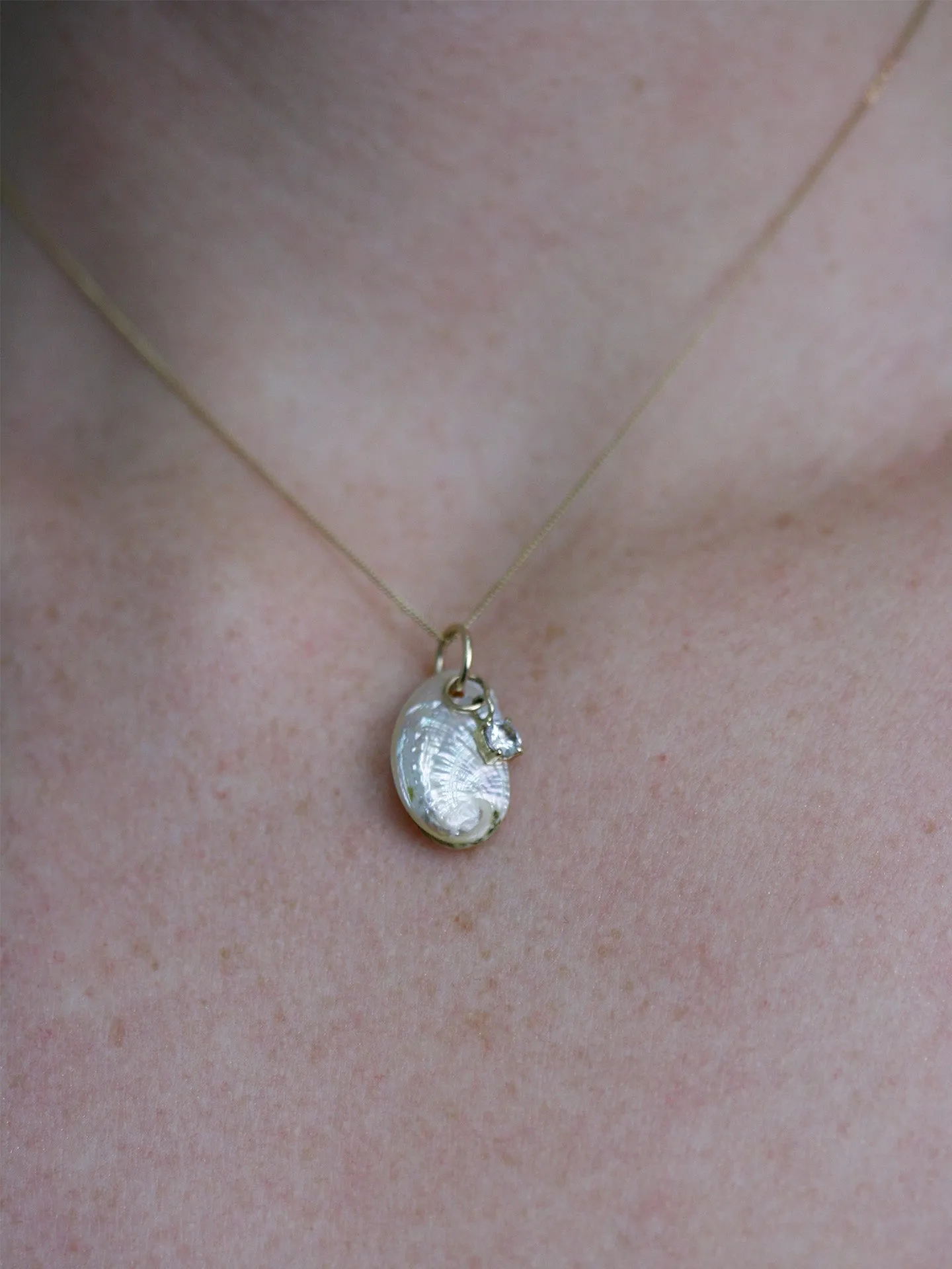 Shell & White Sapphire Pendant Necklace - Archival Collection sold by Loren Stewart product image thumbnail 2