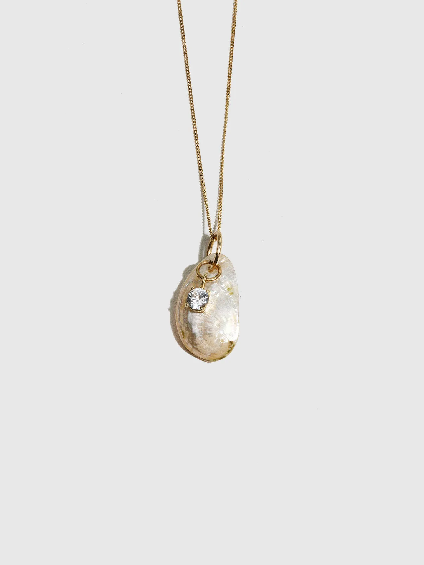 Shell & White Sapphire Pendant Necklace - Archival Collection sold by Loren Stewart