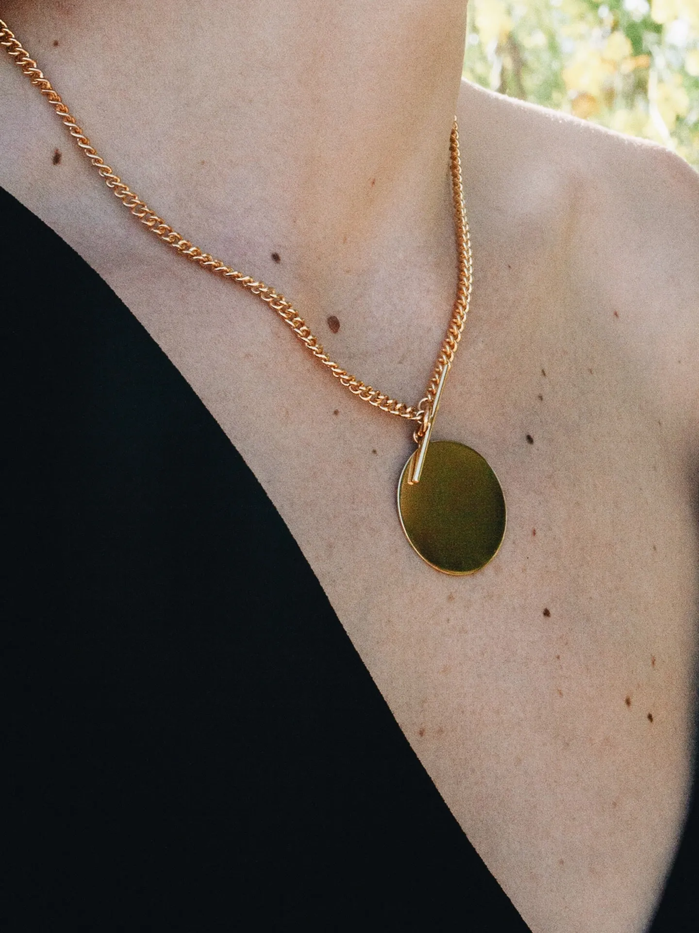 Vermeil XL Disk & Toggle Necklace - Archival Collection sold by Loren Stewart product image thumbnail 2