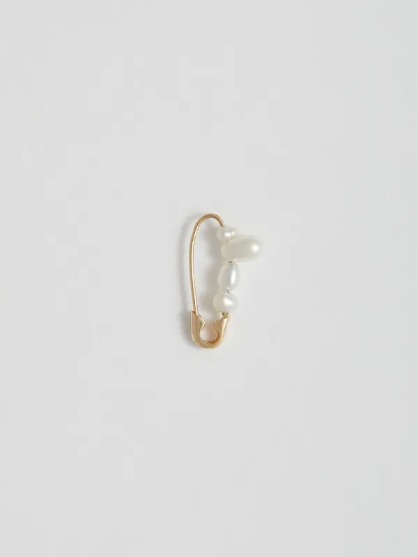 Mini Mixed Pearl Safety Pin Earring sold by Loren Stewart