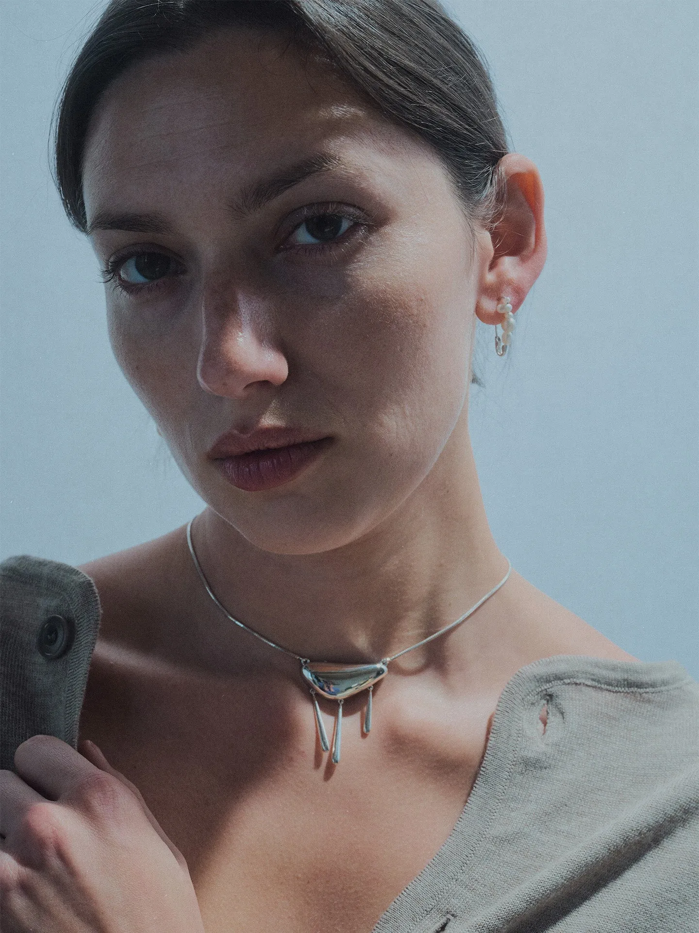 Mixed Pearl Safety Pin Earring sold by Loren Stewart product image thumbnail 2