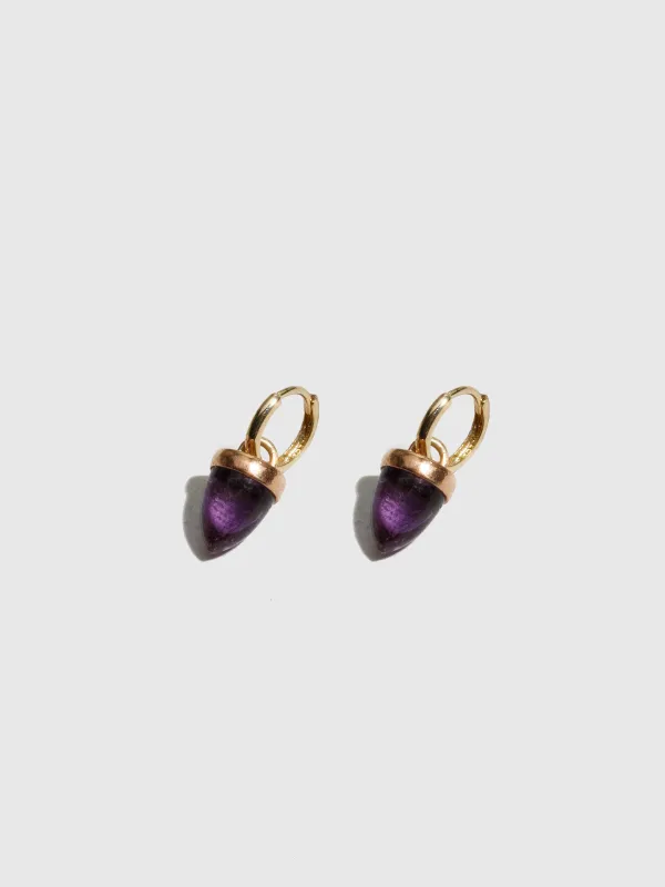 Amethyst Fob Huggies - Archival Collection made by Loren Stewart