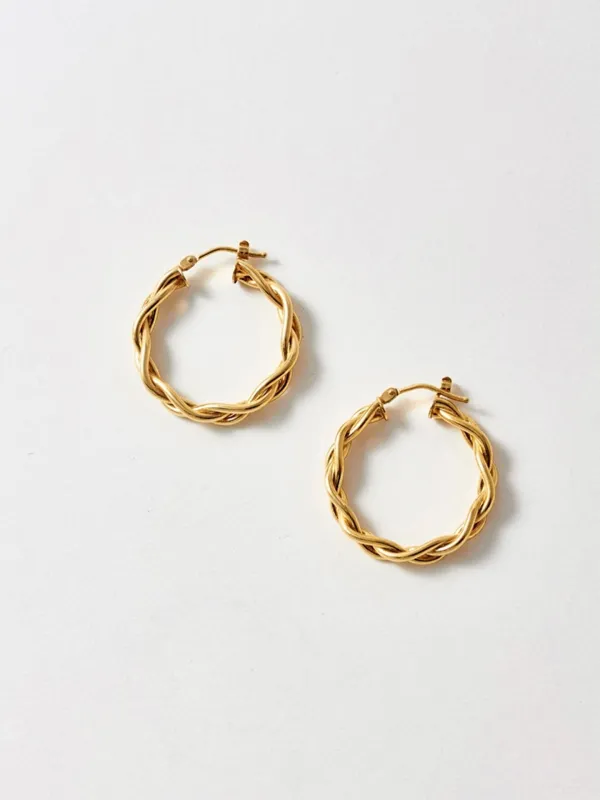 Vermeil Mini Braided Hoops - Archival Collection made by Loren Stewart