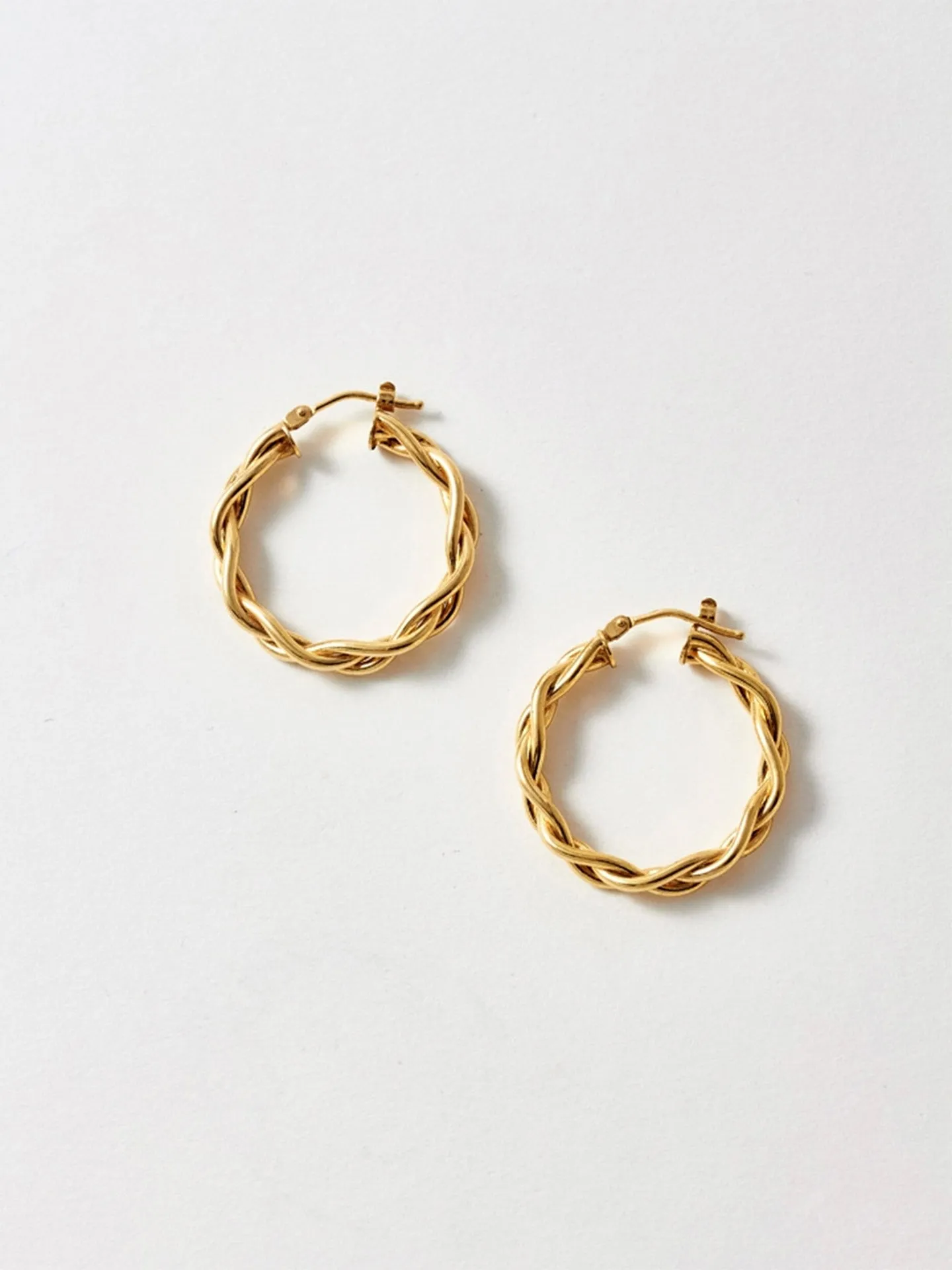 Vermeil Mini Braided Hoops - Archival Collection sold by Loren Stewart
