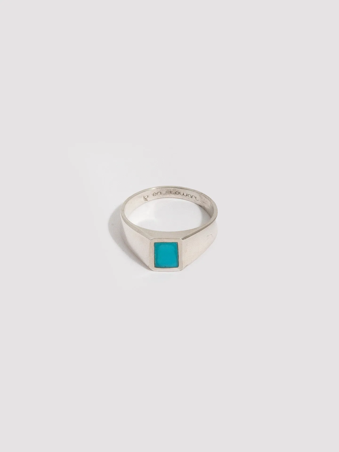 Sterling Silver Turquoise Square Signet - Archival Collection sold by Loren Stewart