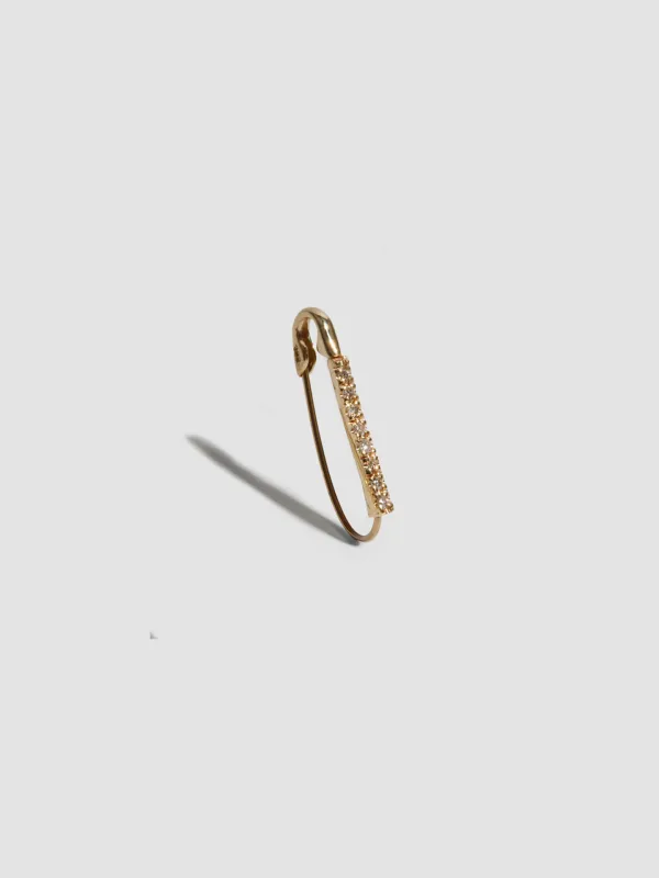 Mini Diamond Pave Safety Pin Earring made by Loren Stewart