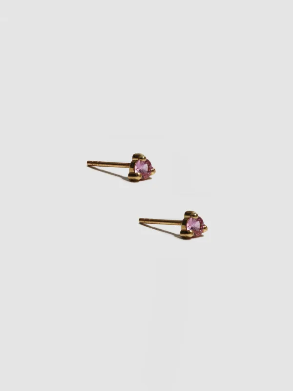 Pink Sapphire Stud - Archival Collection made by Loren Stewart