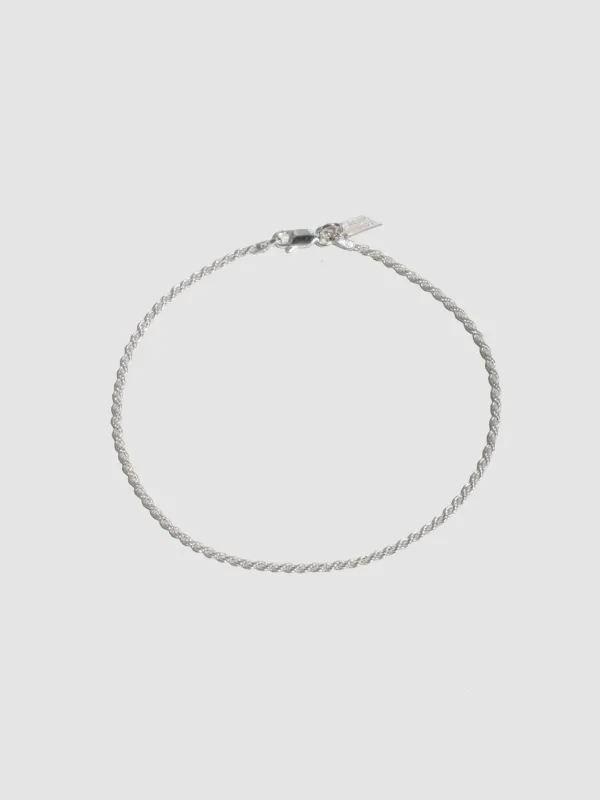 Sterling Silver Twisted Rope Chain Anklet made by Loren Stewart