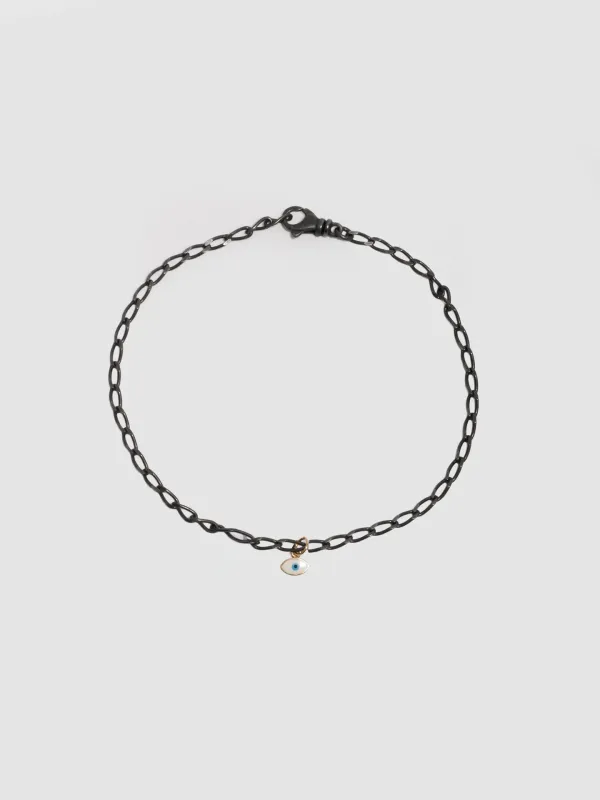 Oxidized Evil Eye Chain Anklet - Archival Collection made by Loren Stewart