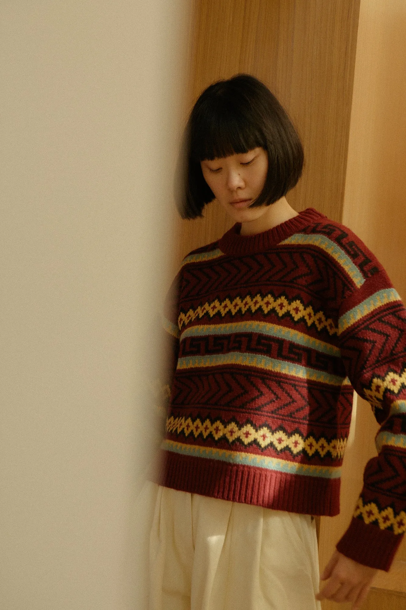 Bjorn Knit Burgundy Intarsia sold by LF Markey product image thumbnail 5