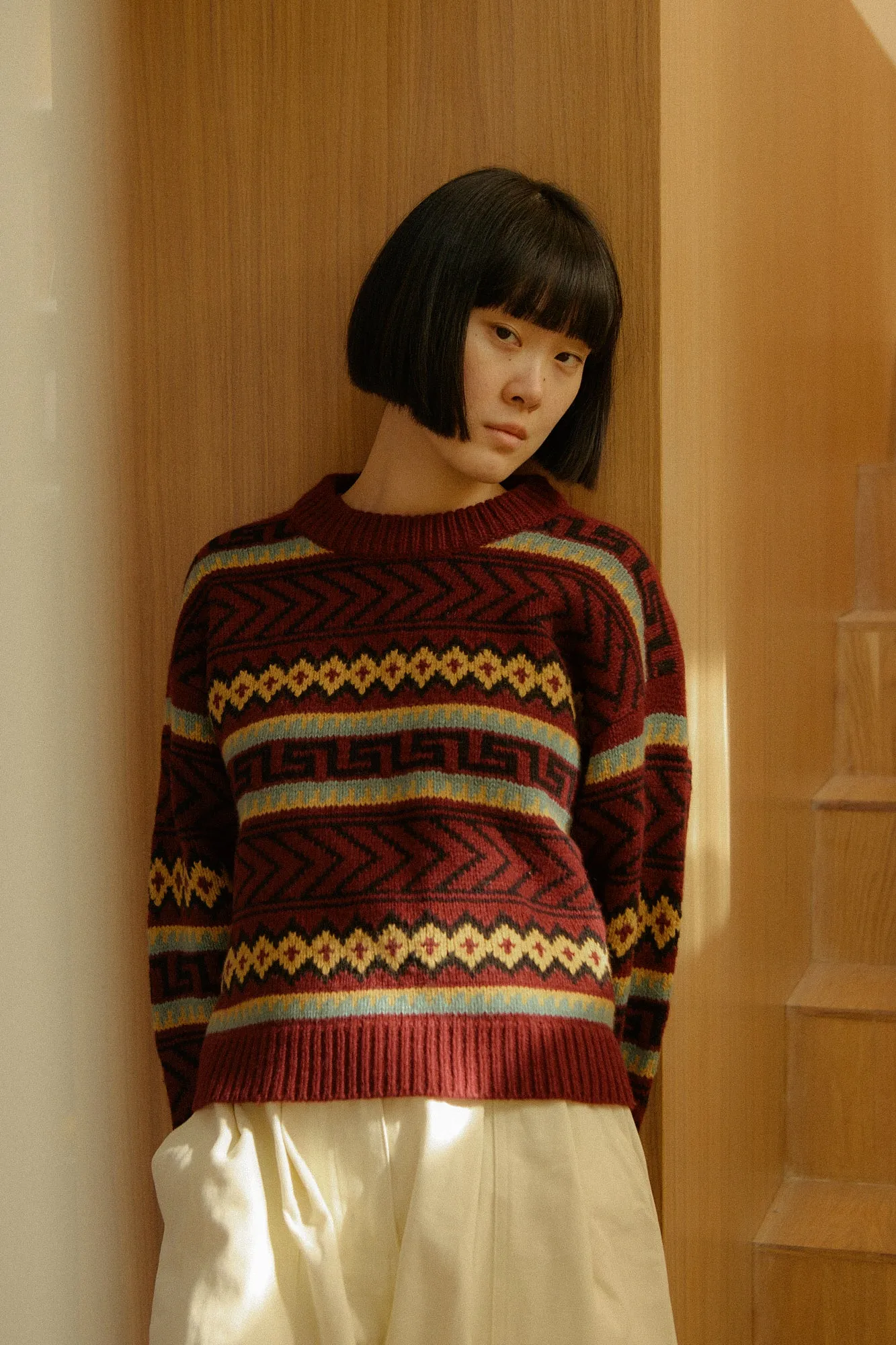 Bjorn Knit Burgundy Intarsia sold by LF Markey product image thumbnail 3