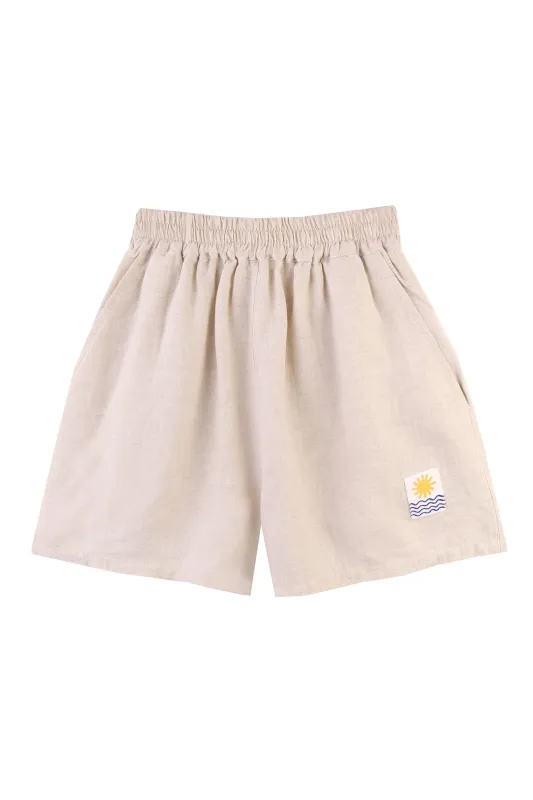 Basic Linen Shorts Cream made by LF Markey