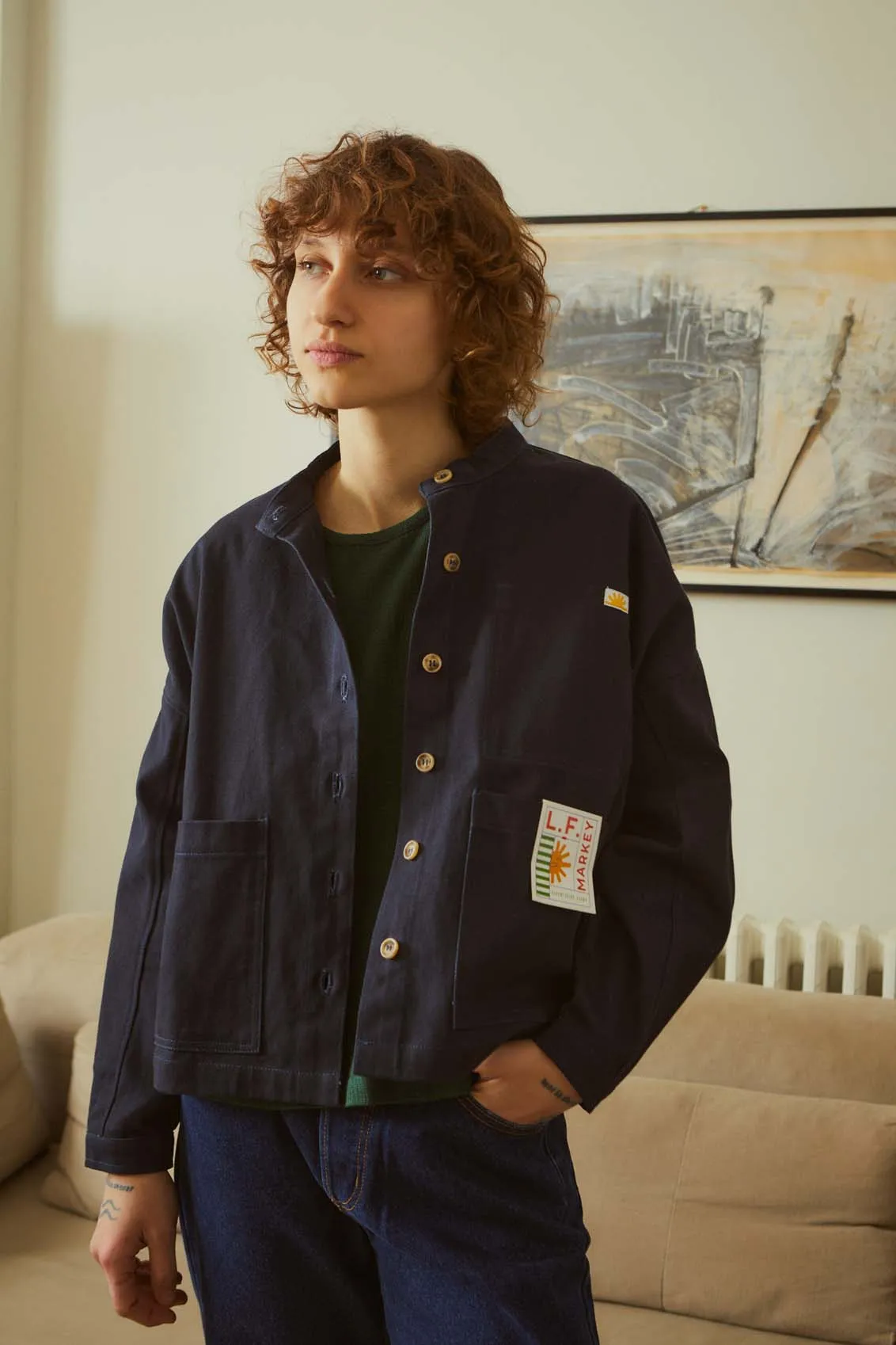 Wide Chore Coat Navy Canvas sold by LF Markey product image thumbnail 4