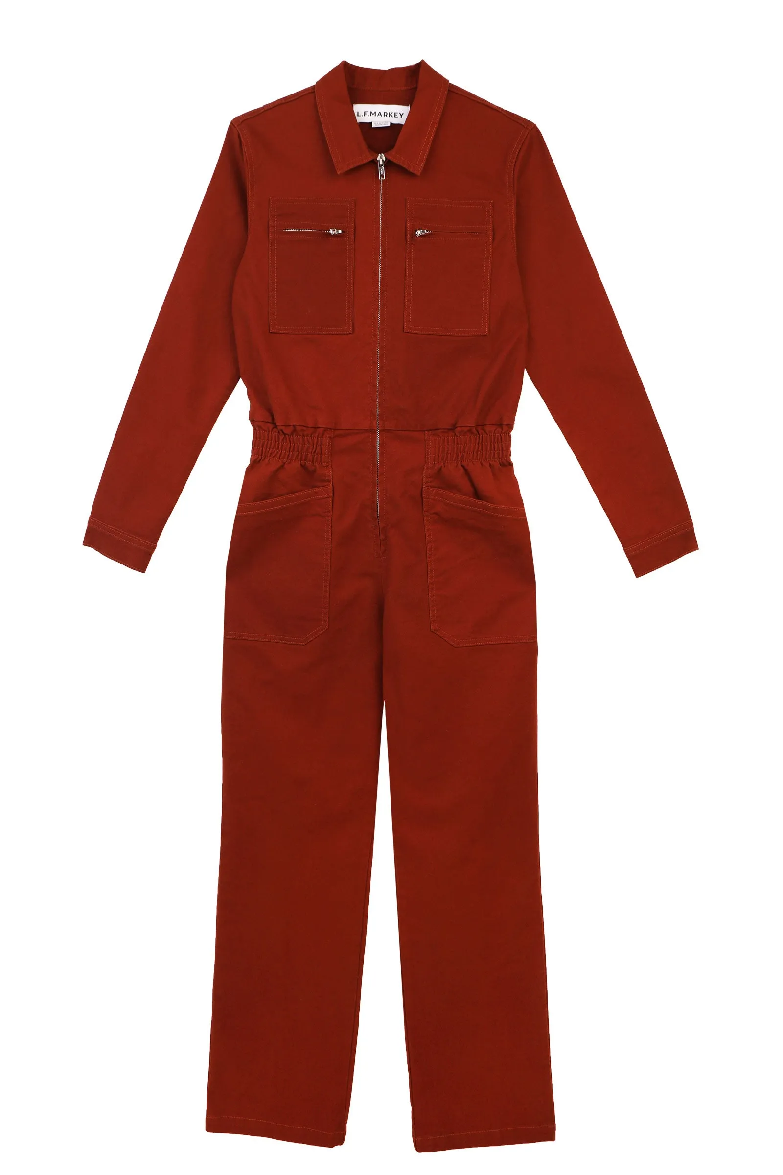 Danny Stretch Canvas Boilersuit Dark Rust sold by LF Markey