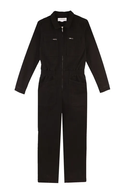 Danny Stretch Canvas Boilersuit Black made by LF Markey