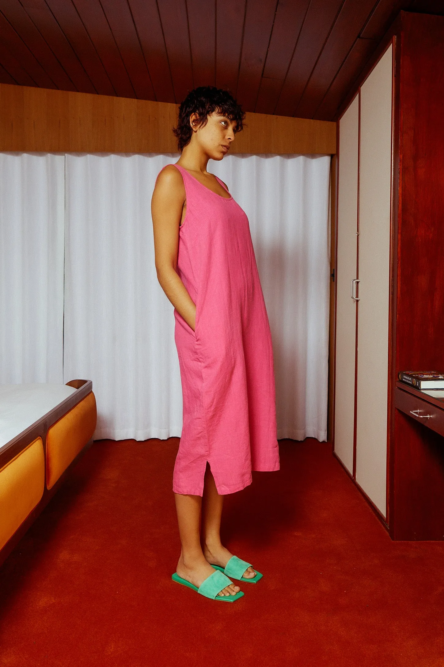 Basic Linen Shift Dress Fuchsia sold by LF Markey product image thumbnail 5