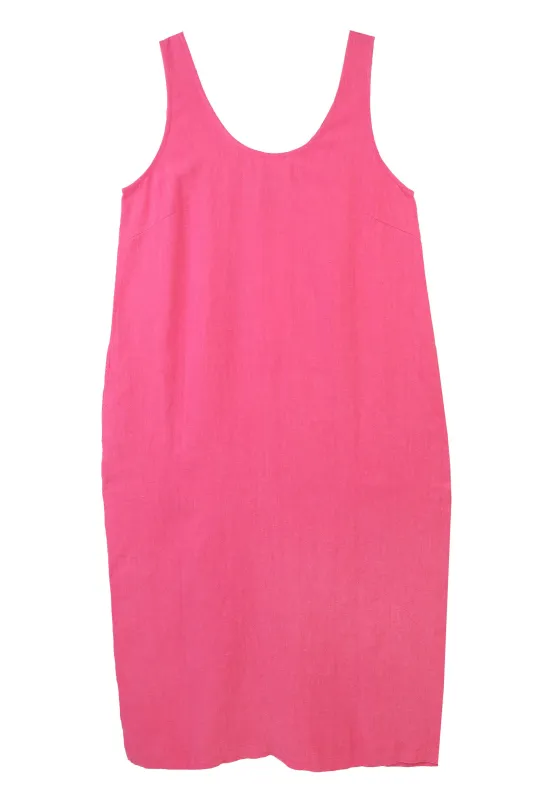 Basic Linen Shift Dress Fuchsia sold by LF Markey