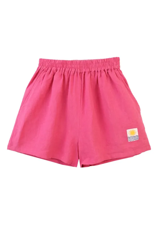 Basic Linen Shorts Fuchsia sold by LF Markey