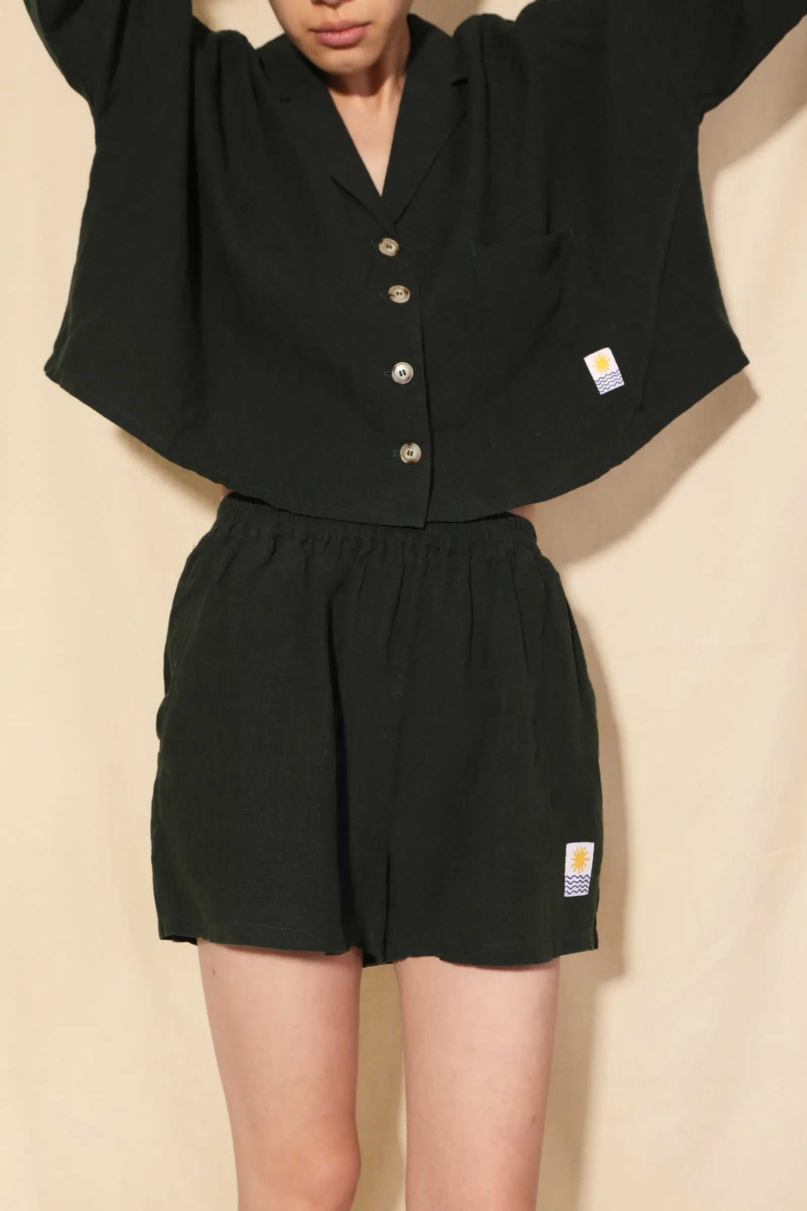 Basic Linen Shorts Forest Green sold by LF Markey product image thumbnail 5