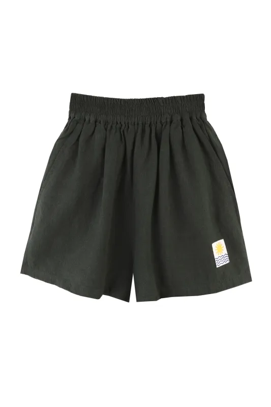 Basic Linen Shorts Forest Green sold by LF Markey