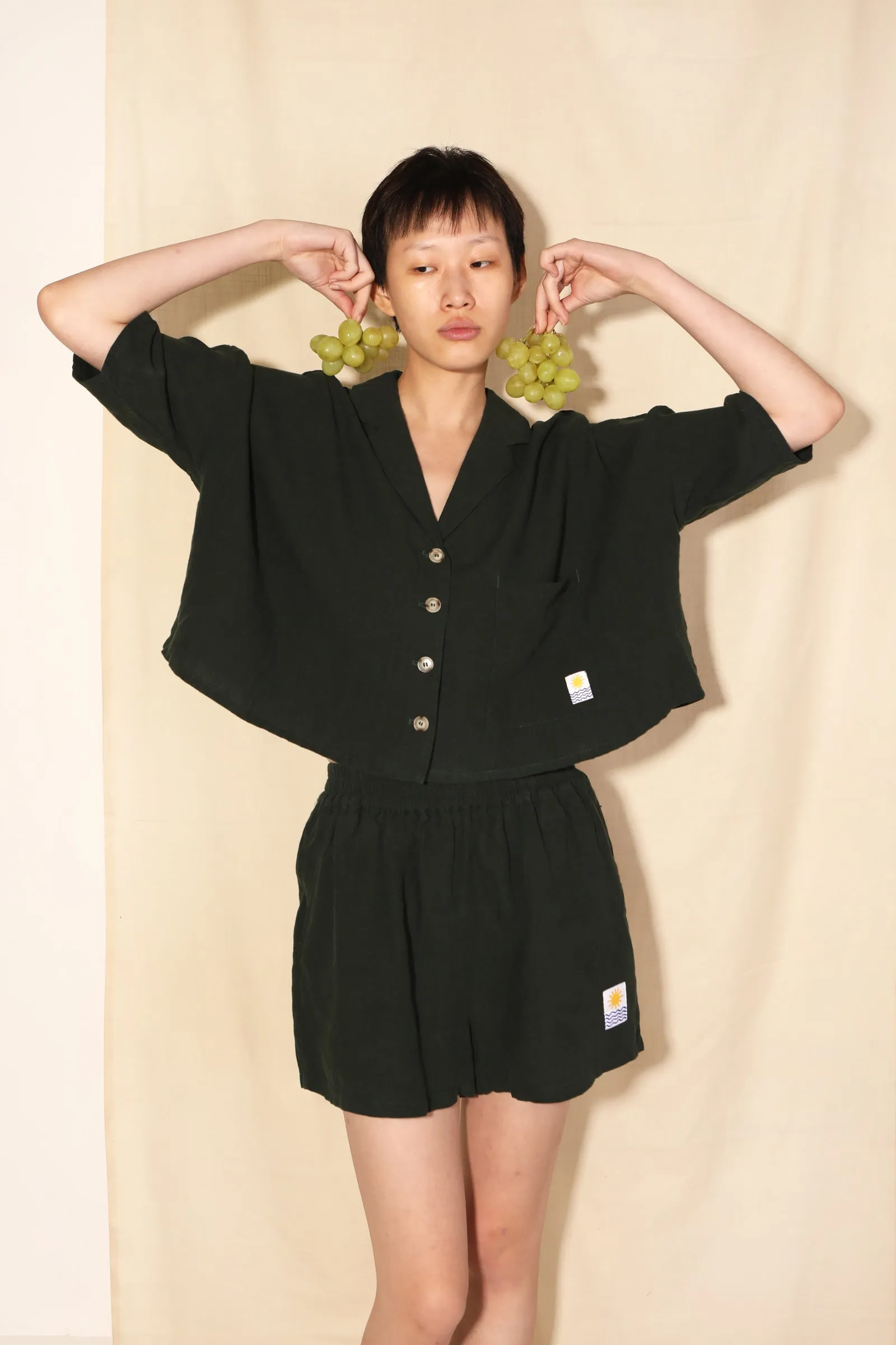 Basic Linen Shorts Forest Green sold by LF Markey product image thumbnail 2