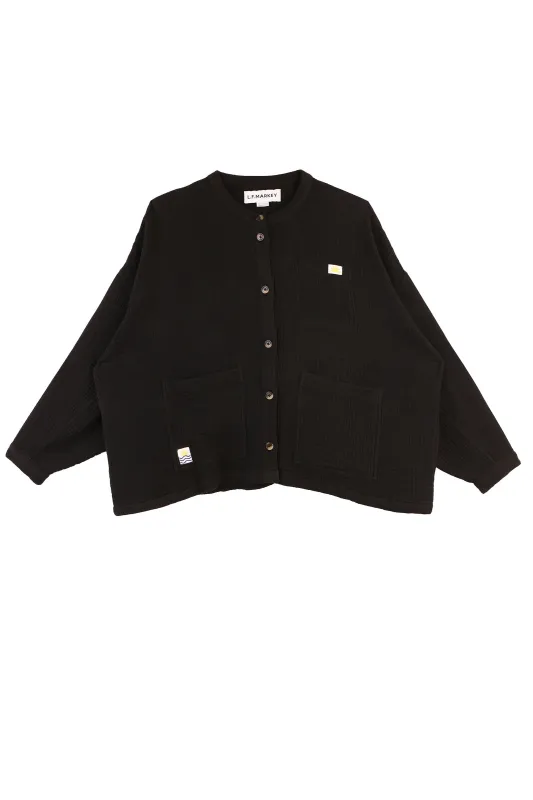 GAUZE CHORE COAT BLACK made by LF Markey