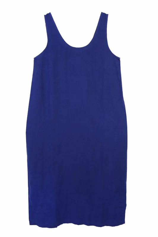 BASIC LINEN SHIFT DRESS COBALT made by LF Markey