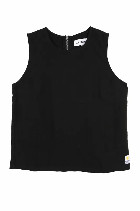 BASIC LINEN VEST BLACK made by LF Markey