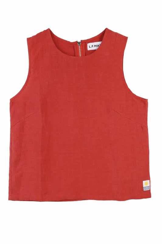 BASIC LINEN VEST PAPRIKA made by LF Markey