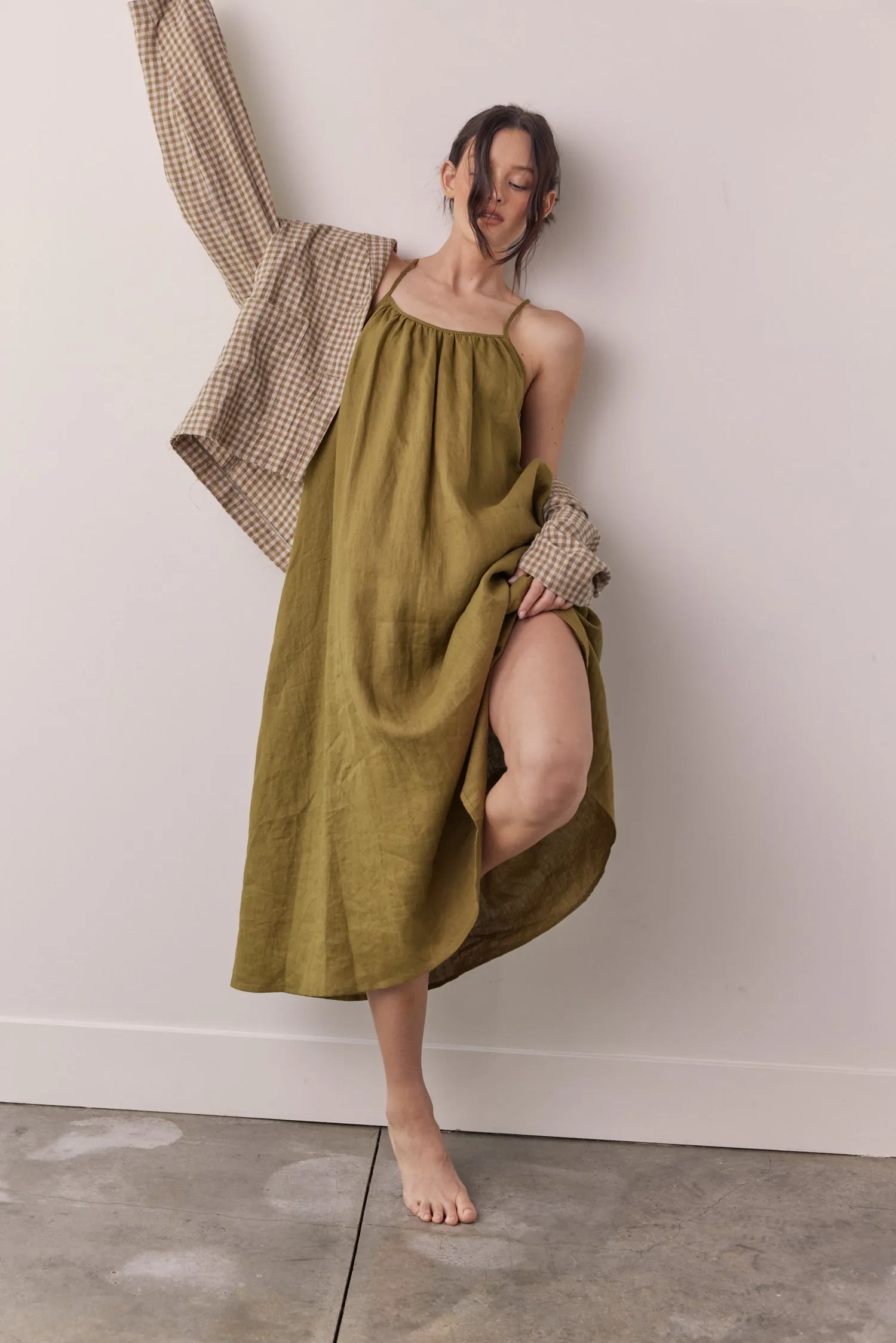 Linen back tie ankle dress sold by amente product image thumbnail 4