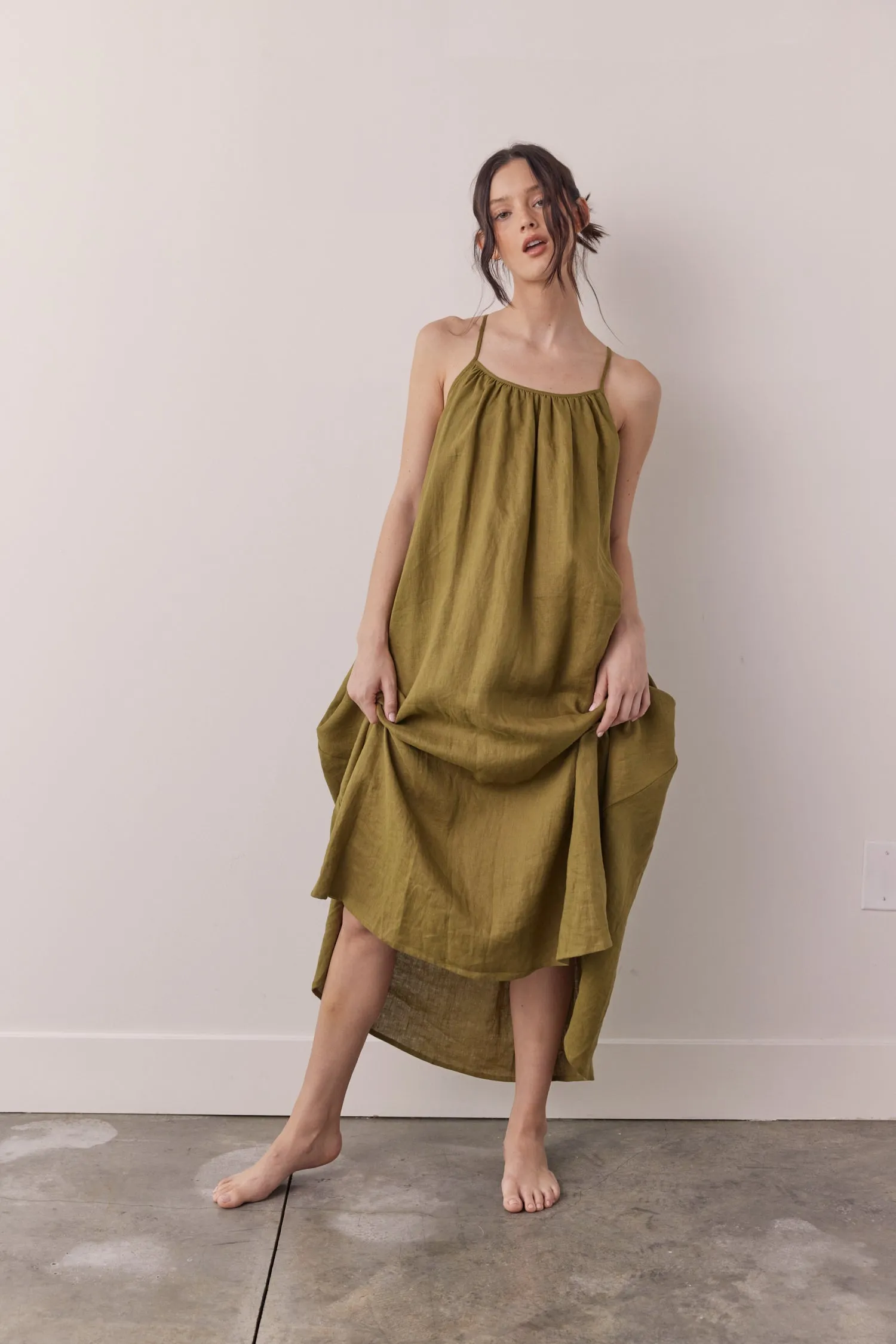 Linen back tie ankle dress sold by amente product image thumbnail 5