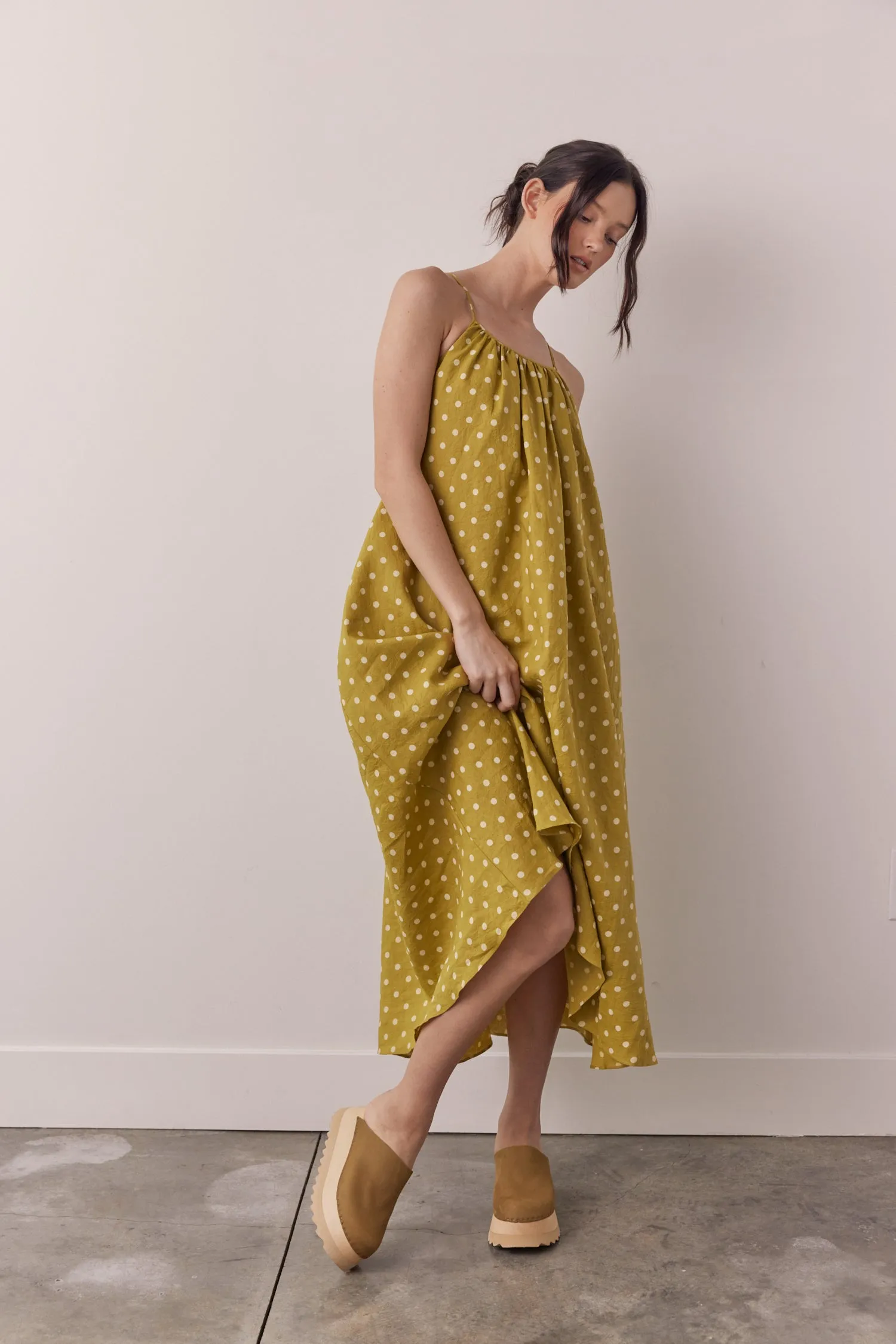 Linen Polka dot back tie ankle dress sold by amente product image thumbnail 5