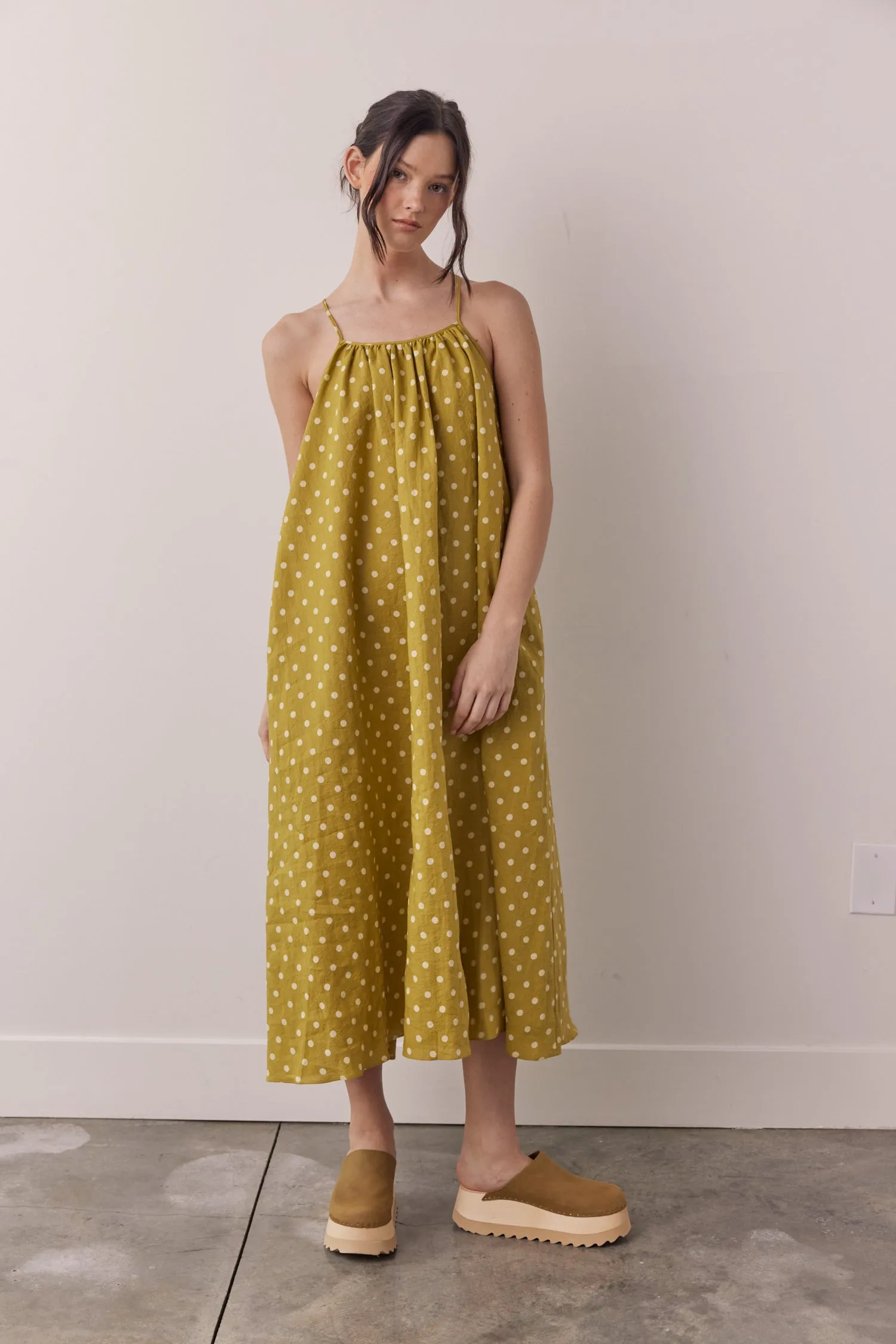 Linen Polka dot back tie ankle dress sold by amente product image thumbnail 4