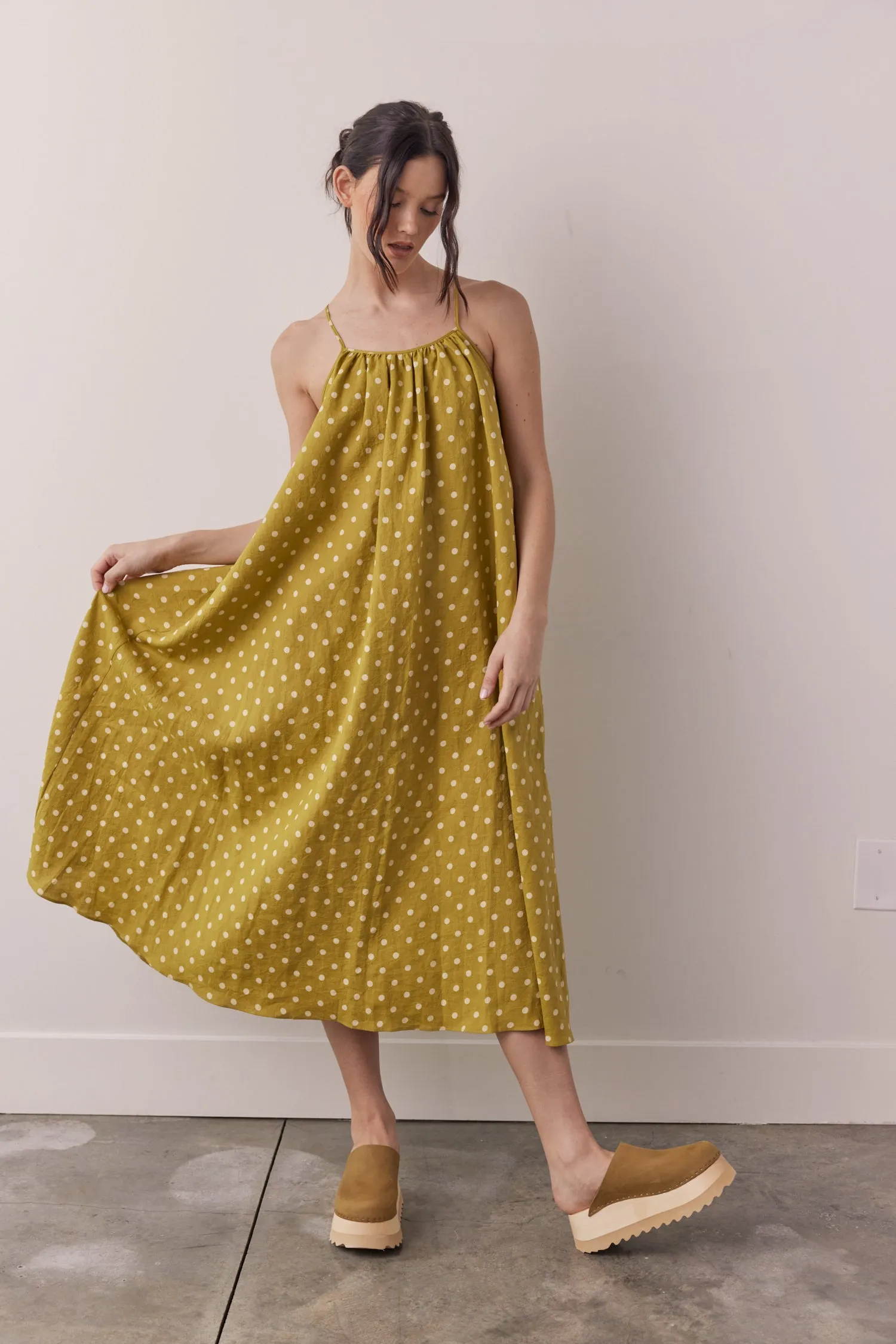 Linen Polka dot back tie ankle dress sold by amente product image thumbnail 3