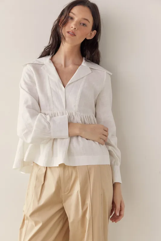 Linen collared blouse made by amente