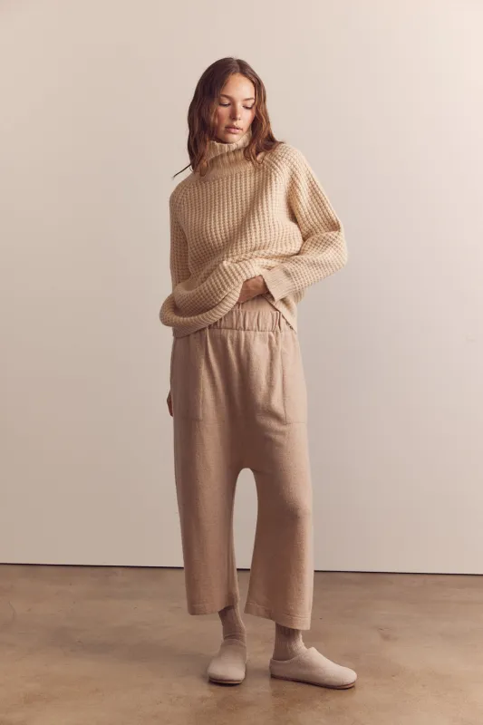 Cashmere wool blended knit baggy pants sold by amente