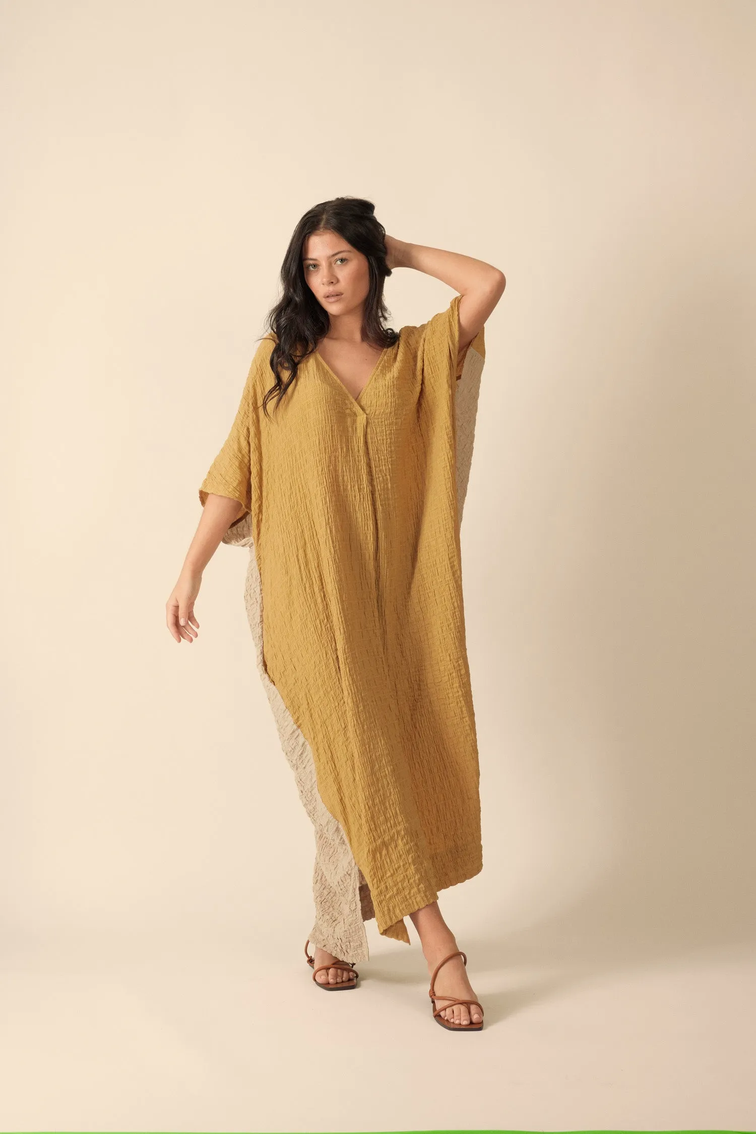 Double v- neck dress sold by amente
