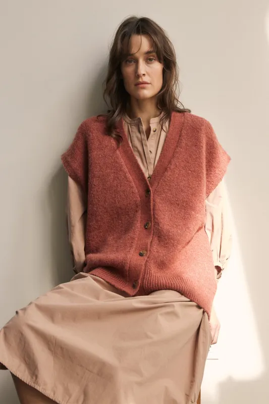 Alpaca wool blend button-down sweater vest made by amente