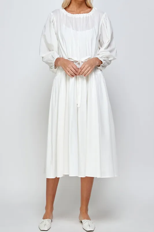 Volume sleeve midi dress sold by amente