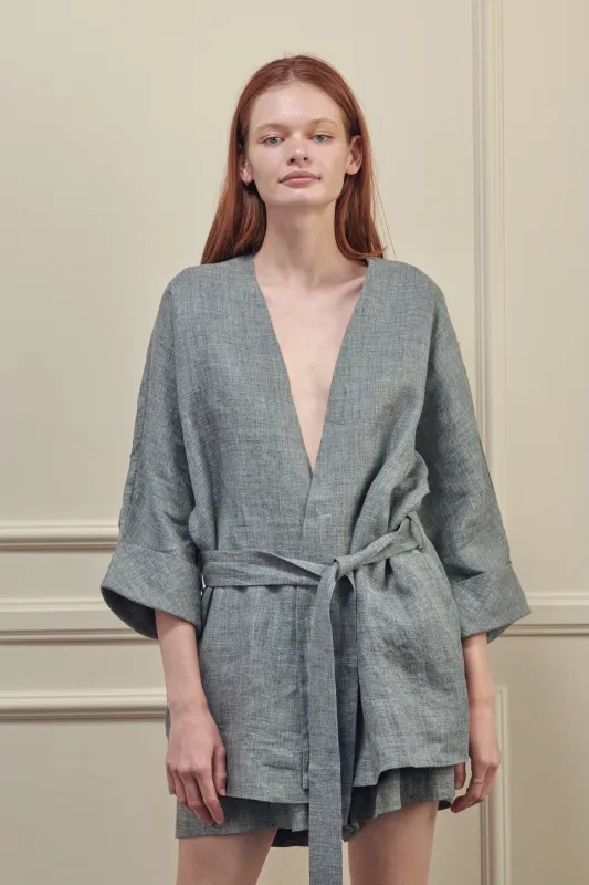 Linen robe jacket sold by amente
