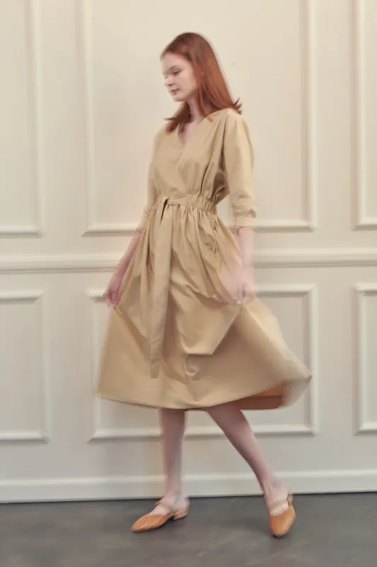 Cotton front tie midi dress sold by amente