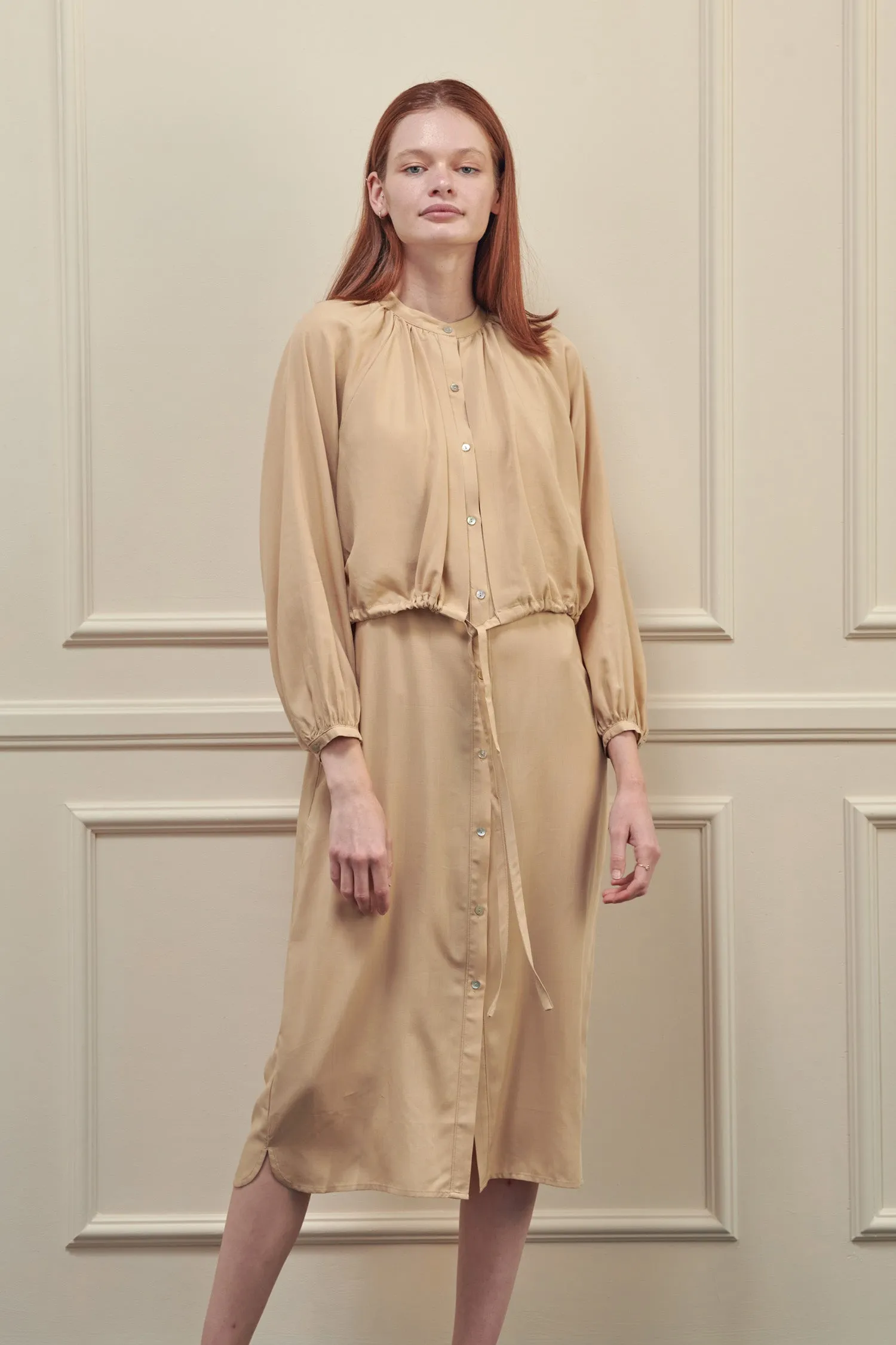 Layered long tencel shirts dress sold by amente product image thumbnail 3
