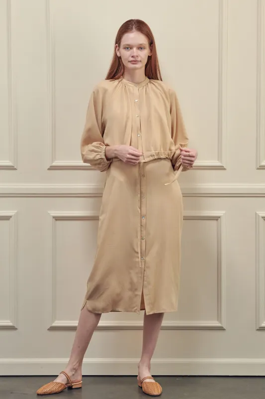 Layered long tencel shirts dress sold by amente