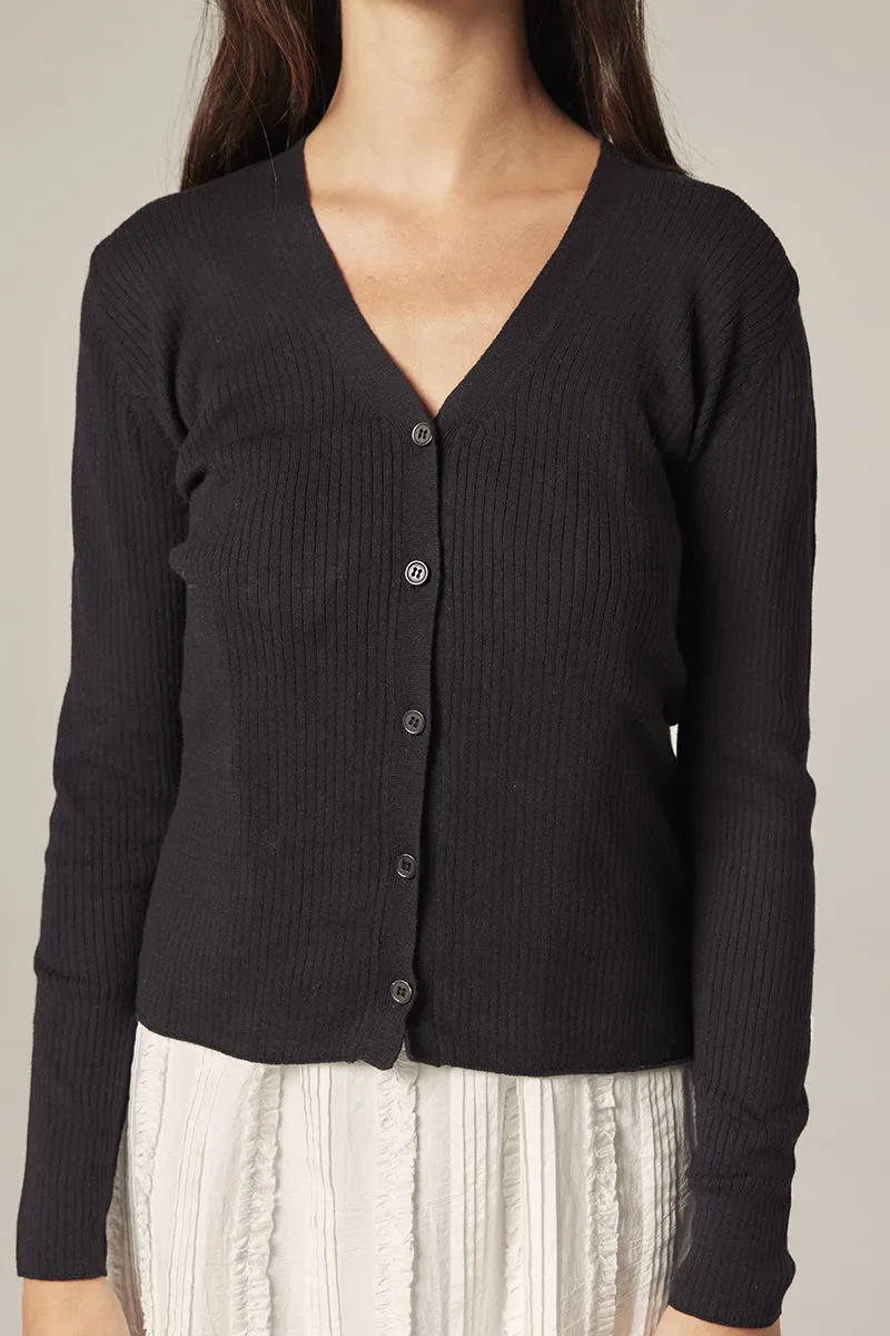 Rib V-Neck Cardigan sold by amente product image thumbnail 2