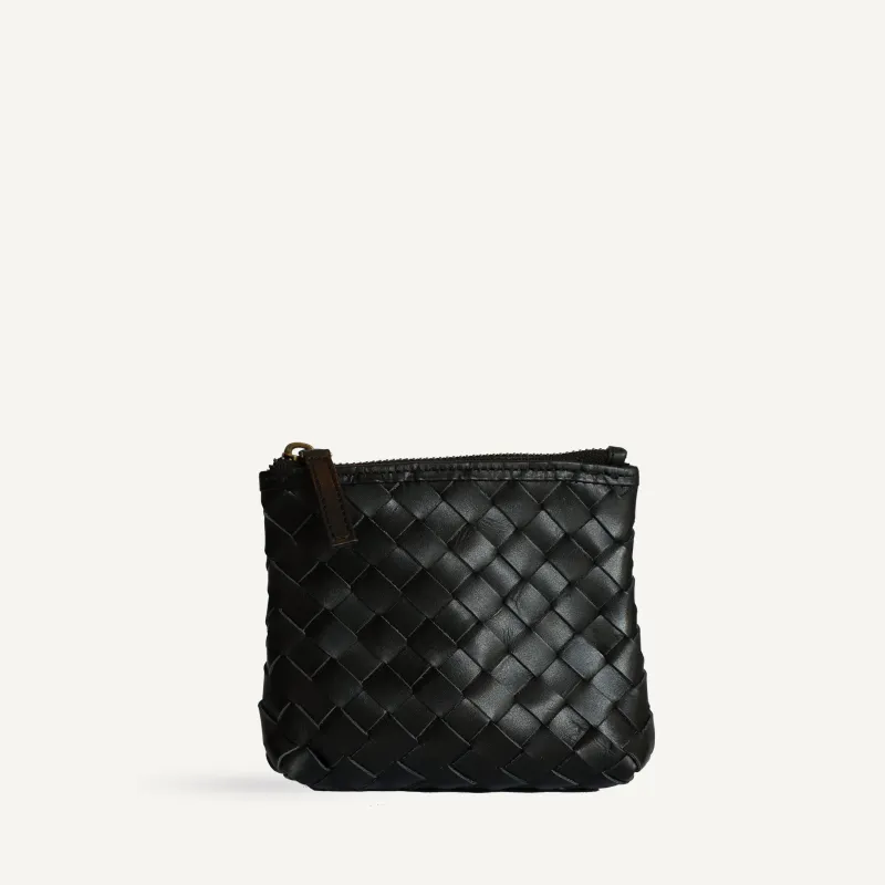 Small Zip Pouch - Carré Weave Black (Sample) made by Bembien